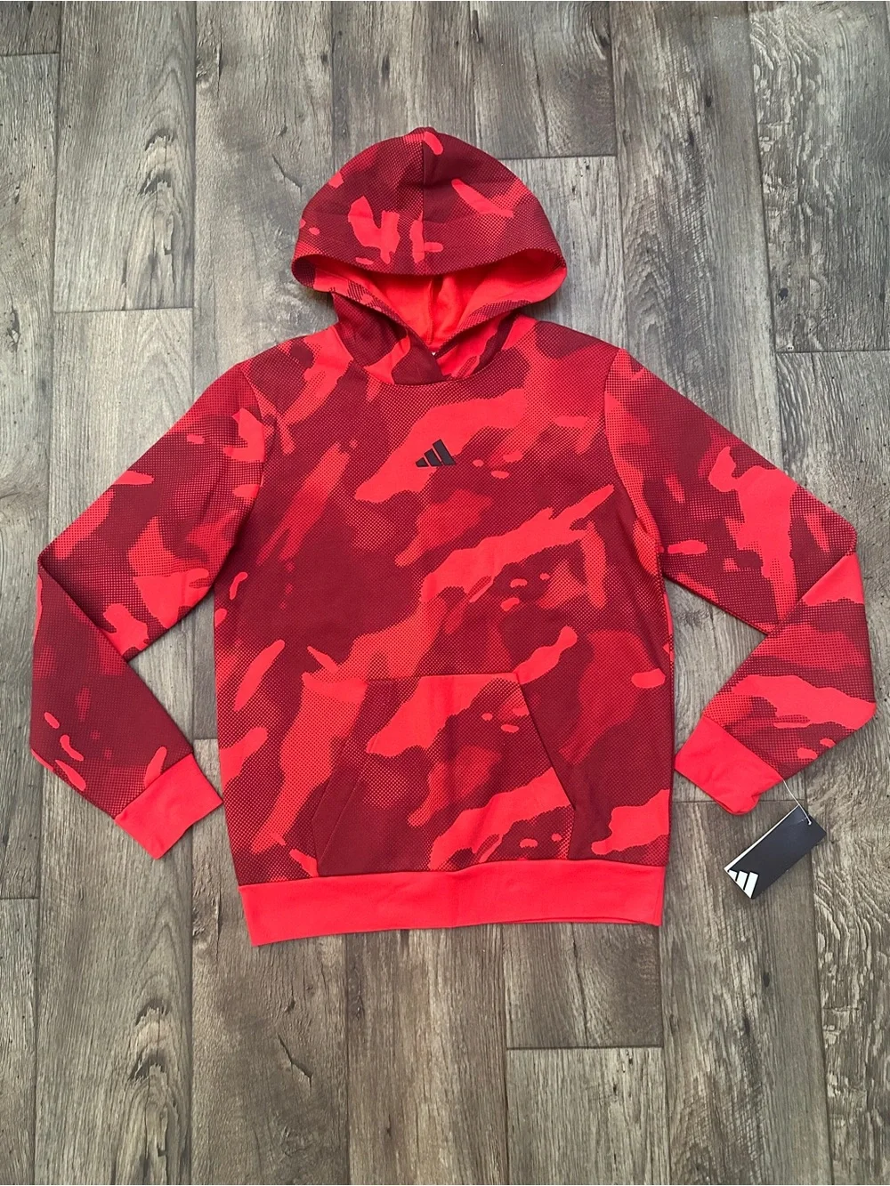 Adidas Regular Fit School Cotton Blend Hoodie Boys Size XL Red Camouflage